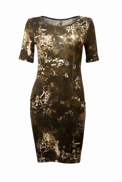 SL610 Ex UK Chainstore camouflage Effect Bodycon Dress x9